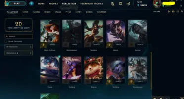 Conta unranked, 24k de EA, mais de 20 campeões e skins
