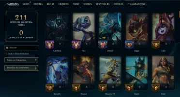 Mestre com 150 Champs e 20 Skins ( 600 PDL )