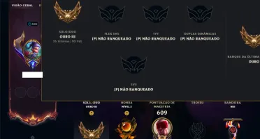 Ouro 3 com TODOS os Champs e 338 Skins ( MID / JG )