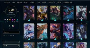Ouro 3 com TODOS os Champs e 338 Skins ( MID / JG )
