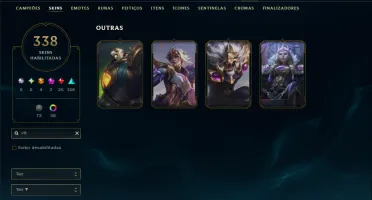 Ouro 3 com TODOS os Champs e 338 Skins ( MID / JG )