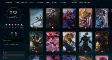 Ouro 3 com TODOS os Champs e 338 Skins ( MID / JG )