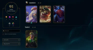 Conta unrankded com Oriana Vitoriosa, 95 champs e 95 skins