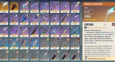 Venti, Zhongli, Ganyu, Yae Miko, Keqing + 2 armas 5* Ar47