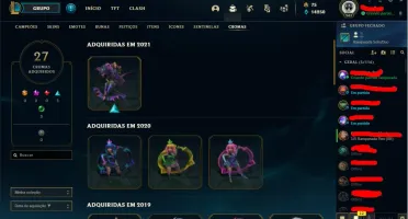 Conta de lol com 280+ skins e com todos os campeões