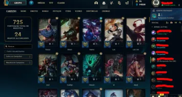 Conta de lol com 280+ skins e com todos os campeões