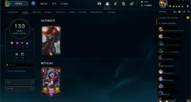 Conta lol todos os personagens+130 skins + 10 gemas + dima4
