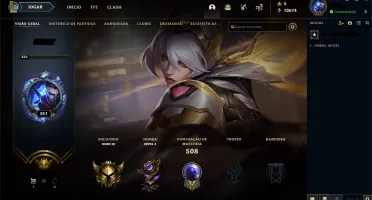Conta level 349, 148 campeões, 120 skins e 4 cromas.