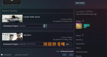 Conta Antiga Steam 19 Anos (2004) Medalhas 5/10 Anos + Email