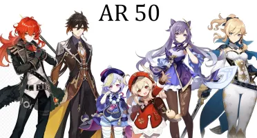 CONTA AR 50 - DILUC, ZHONGLI, QIQI, KLEE, KEQING E JEAN