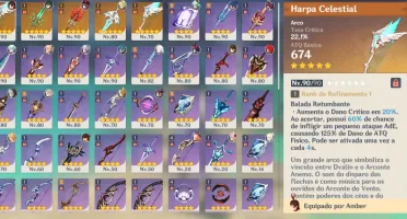 xiao, hutao e ayaka + 8 t5 e 4 armas 5 star