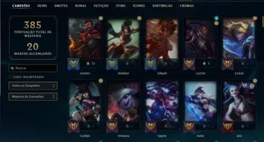 Conta platina 4 com 7 Vitoriosas, 130 champs e 92 skins