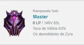 Conta LOL Mestre ( PODE TROCAR O EMAIL)