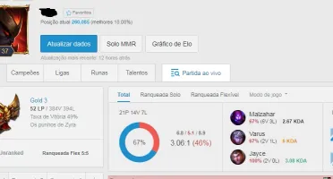 Conta League of Legends Ouro 3! MMR ALTO!