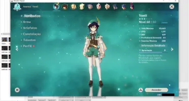 Conta Genshin  AR35 Venti + Espadao 5 estrelas