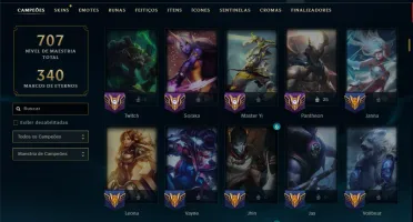 Unranked com TODOS os Champs e 132 Skins ( ADC / SUP )