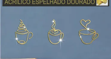 Trio de Xícaras em Acrílico Espelhado Dourado