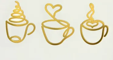 Trio de Xícaras em Acrílico Espelhado Dourado
