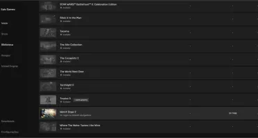 Conta Epic Games, com vários jogos.