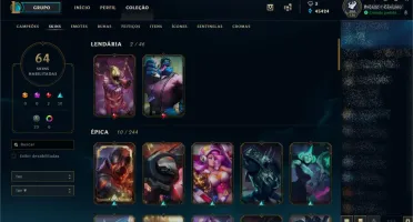 Conta TOP LoL BR, 64 Skins, 45K EA, + Espólios, Promoção