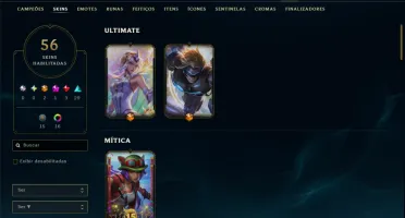 Unranked com 100 Champs e 56 Skins ( ADC / MID / JG )