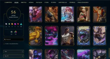 Unranked com 100 Champs e 56 Skins ( ADC / MID / JG )