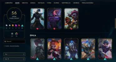 Unranked com 100 Champs e 56 Skins ( ADC / MID / JG )