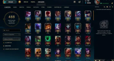 Gold 1, todos os champ, 75 skins(ultimate ezreal) MMR alto