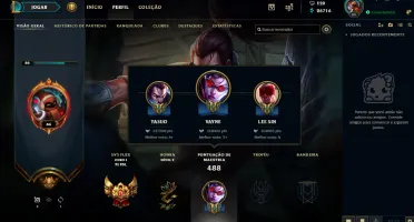 Gold 1, todos os champ, 75 skins(ultimate ezreal) MMR alto