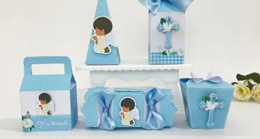 Kit Festa 20 Lembrancinhas Batizado Menino Personalizadas