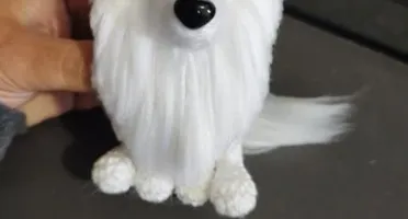 Miniatura Samoieda - Amigurumi de Crochê com Feltragem