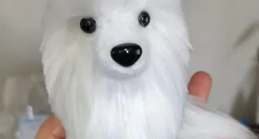 Miniatura Samoieda - Amigurumi de Crochê com Feltragem