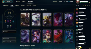 CONTA LOL LVL 45 BORDA OURO 44 SKINS