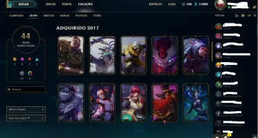 CONTA LOL LVL 45 BORDA OURO 44 SKINS
