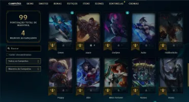 Esmeralda 3 com 50 Champs e 14 Skins + 2 Fragmentos