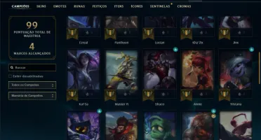 Esmeralda 3 com 50 Champs e 14 Skins + 2 Fragmentos