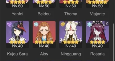 CONTA AR58 GENSHIN IMPACT DOZE PERSONAGENS 5 ESTRELAS