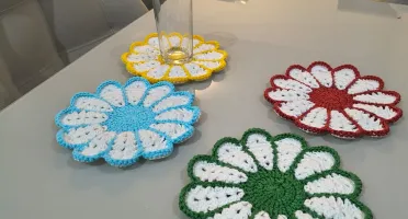 Porta Copo Flor Crochê