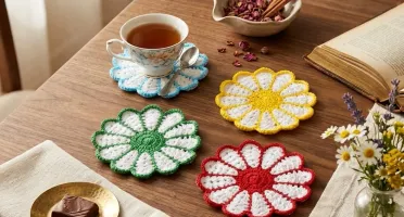 Porta Copo Flor Crochê