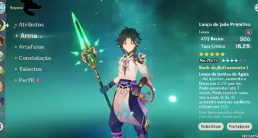 conta genshin impact xiao + lanca de jade + keqing AR 45