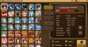 Reroll Summoners War lvl10 com Canon Girl Dark - Bella