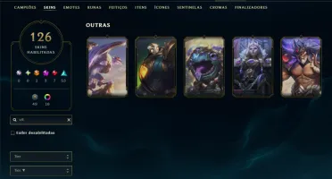 Unranked com 125 Champs e 126 Skins +3 Prestigios