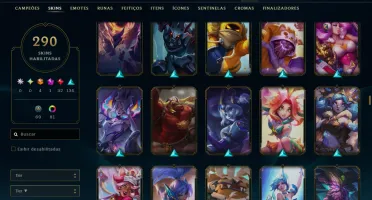 Conta league 290 skins todos campeões - conta no plat