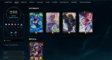 Conta league 290 skins todos campeões - conta no plat