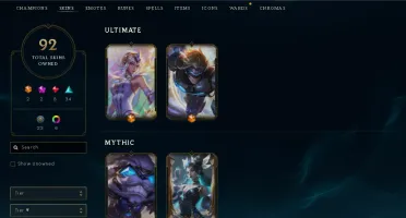 CONTA LOL FULL ACESSO - 1903 RP - 92 SKINS - LV 379