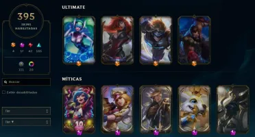 Conta lol ex diamante com 395 skins