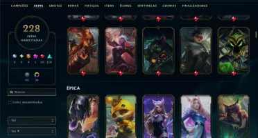 Unranked com TODOS os Champs e 228 Skins ( MONO SUP )