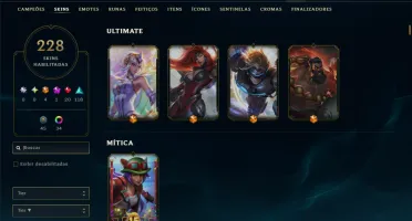 Unranked com TODOS os Champs e 228 Skins ( MONO SUP )
