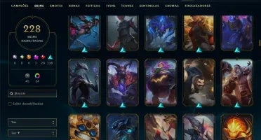 Unranked com TODOS os Champs e 228 Skins ( MONO SUP )