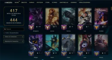 Unranked com TODOS os Champs e 228 Skins ( MONO SUP )